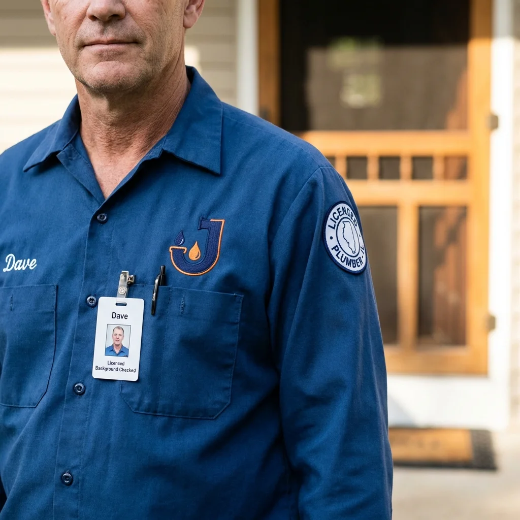 Licensed plumber showing ID badge in New Bloomfield, PA
