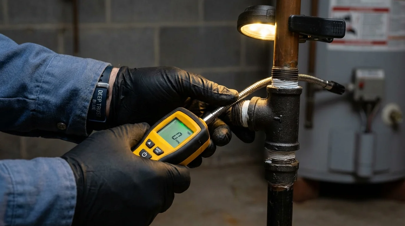 Gas leak detection with electronic sniffer by Johns Plumbing LLC in New Bloomfield