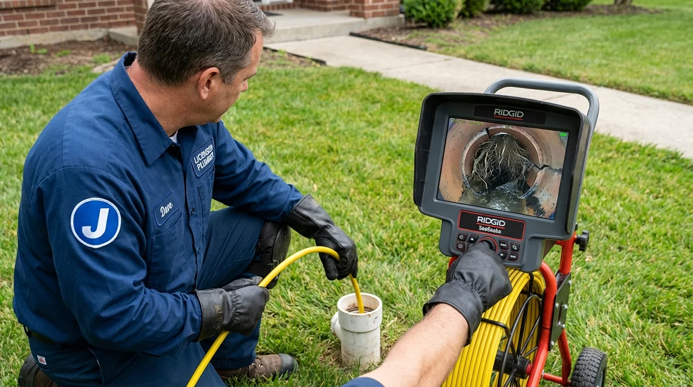 Sewer camera inspection being performed by Johns Plumbing LLC in New Bloomfield
